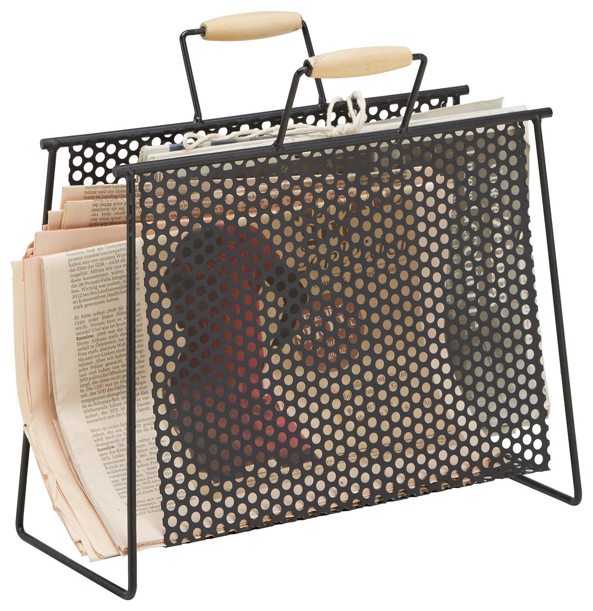 Stojalo Za Časopise Ria - črna/naravne barve, Moderno, kovina/les (16,5/35/37cm) - Mömax