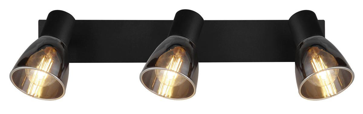 Strahler Claude in Schwarz max. 40 Watt - Schwarz, Design, Glas/Metall (40/7/15,5cm) - Globo