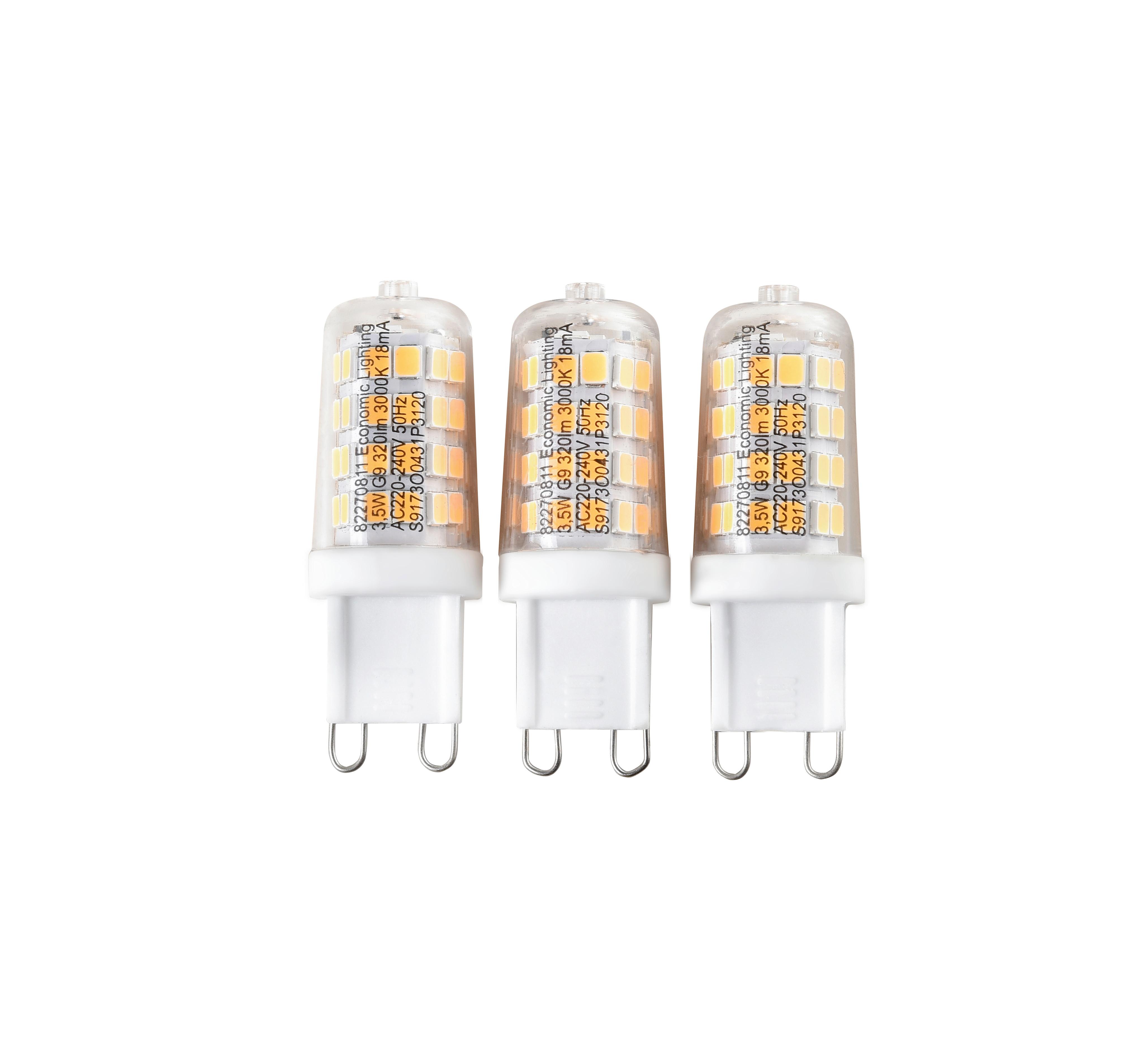 LED-Leuchtmittel Damian max. 3,5 Watt, 3-teilig - Transparent/Weiß, KONVENTIONELL, Kunststoff (1,5/5cm) - Modern Living