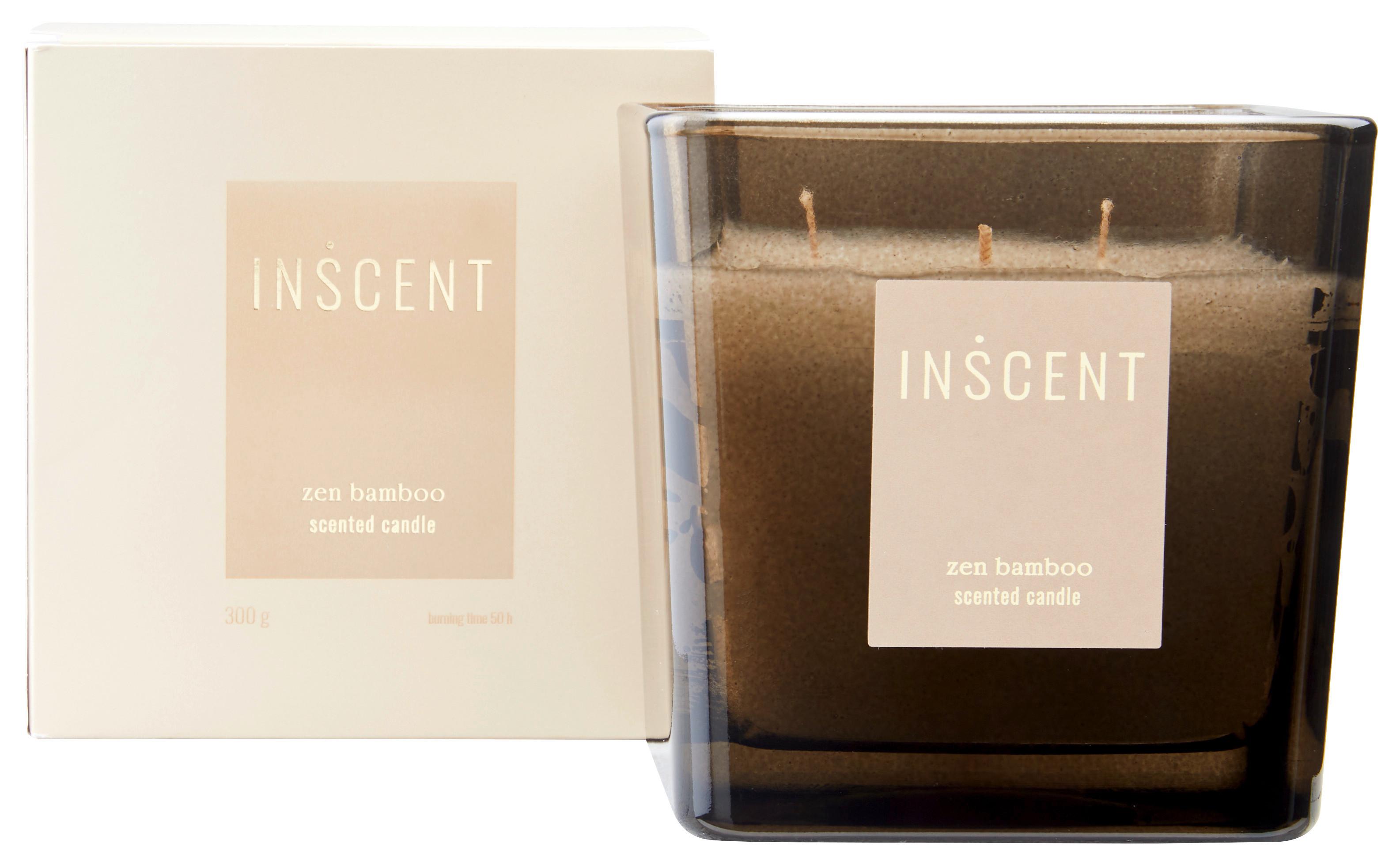 Illatgyertya Zen Bamboo - krémszínű/fehér, Design, Üveg (10/10/10cm) - Inscent