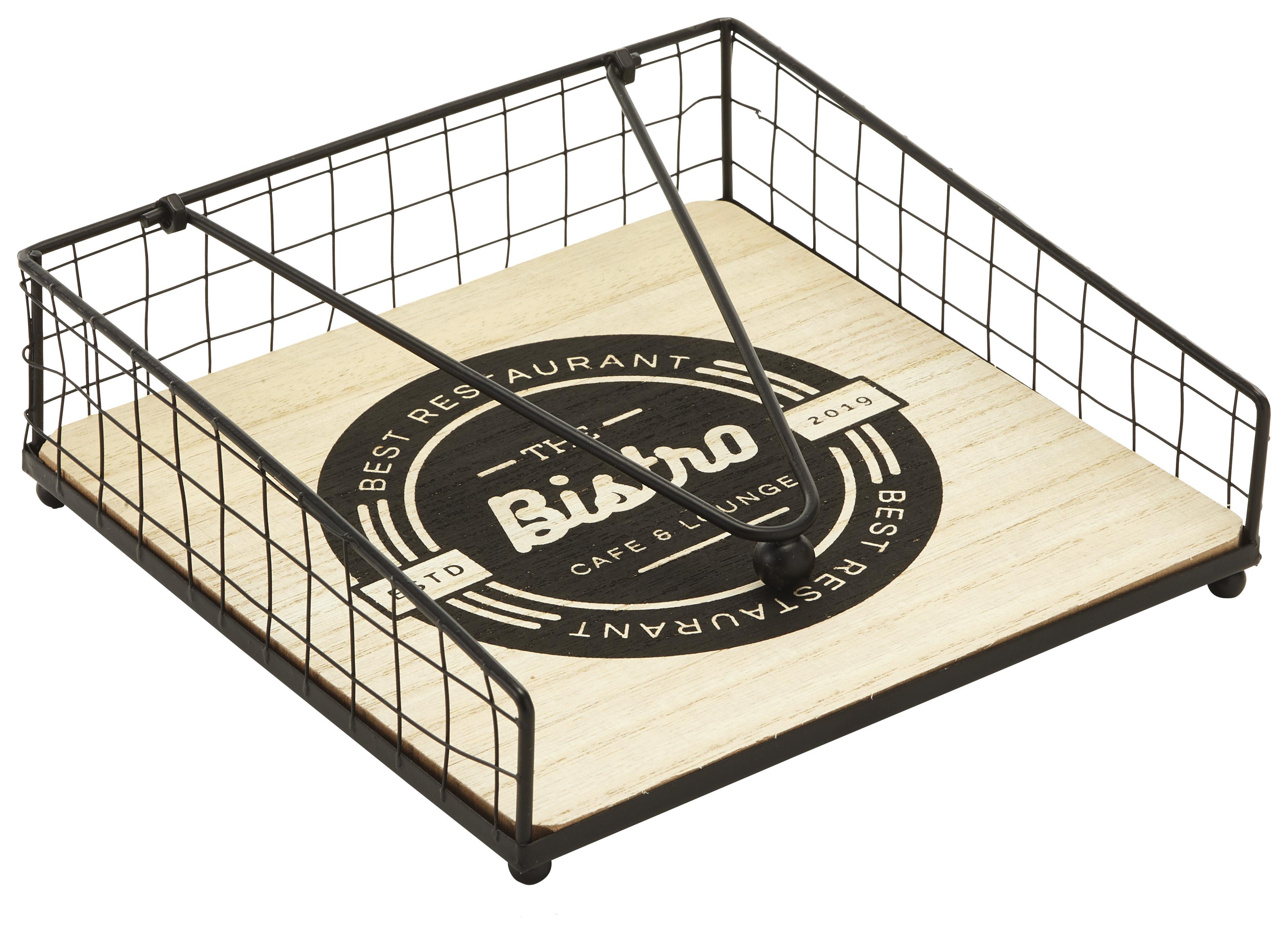 Serviettenhalter Indy in Braun/Schwarz - Schwarz/Braun, MODERN, Holz/Metall (18/18/15,5cm)