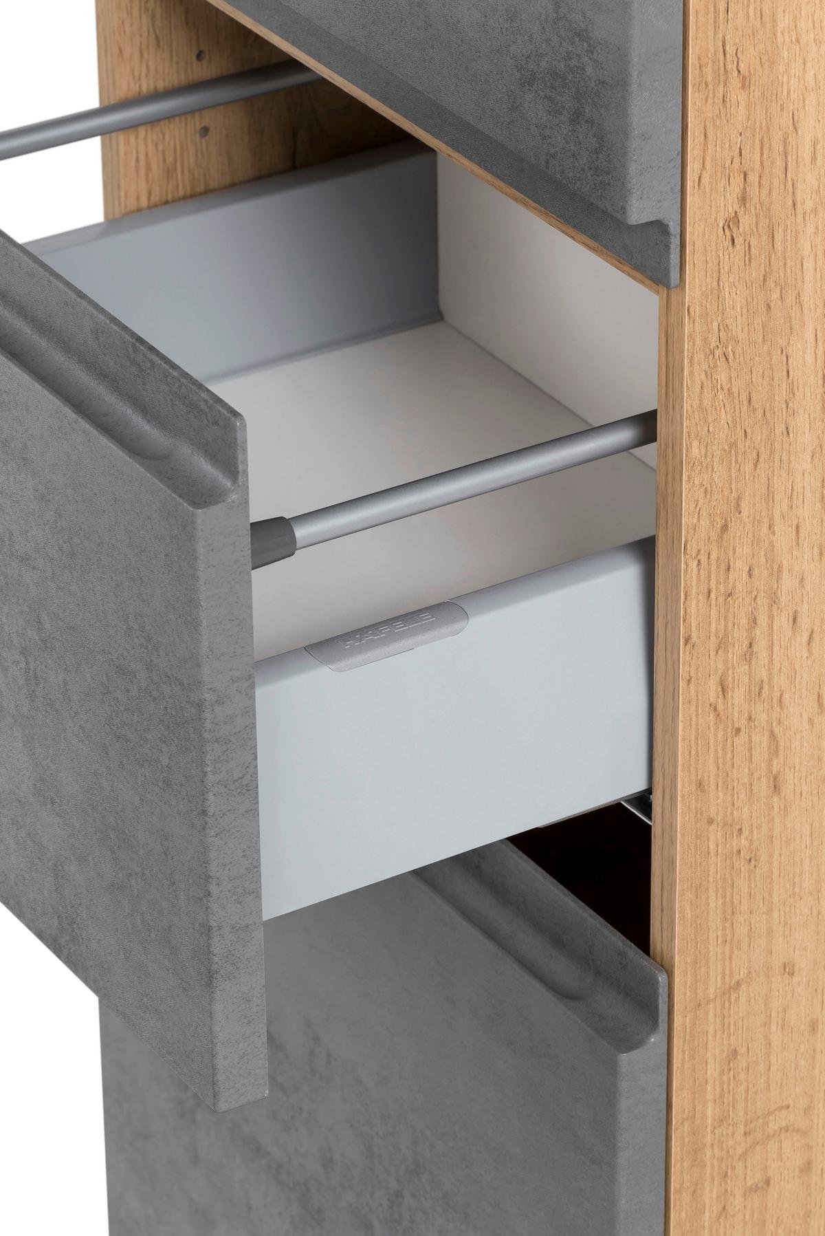 Midischrank Varese ca. 40x130 cm Hellgrau/Eiche - Eiche Wotan/Hellgrau, MODERN, Holzwerkstoff (40/130/35cm) - Held
