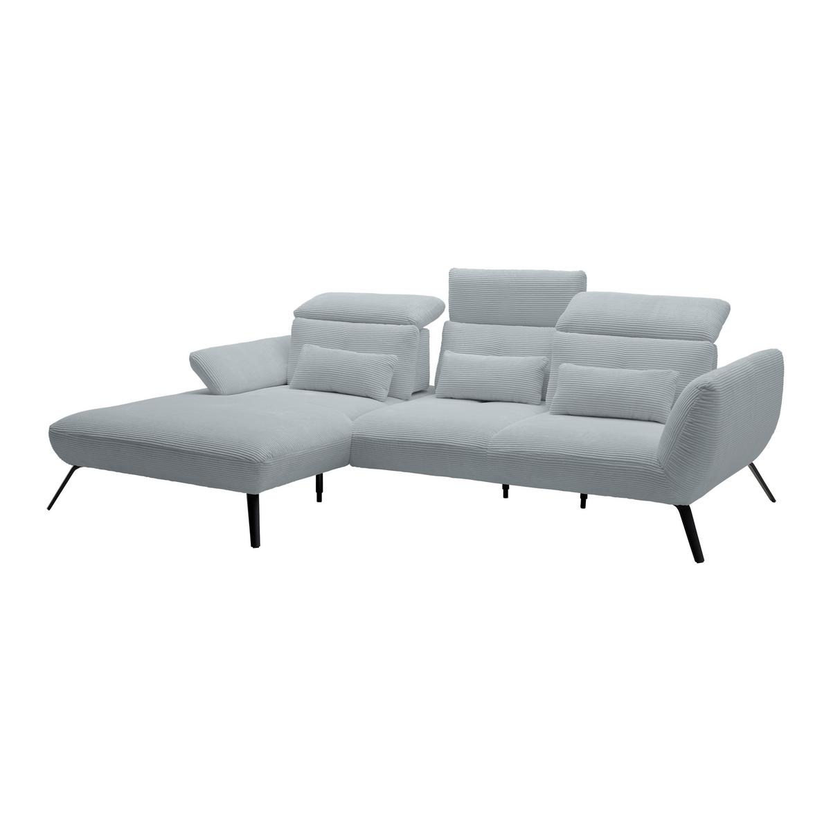 Wohnlandschaft Seattle Silberfarben - Silberfarben/Schwarz, MODERN, Holzwerkstoff/Textil (196/87-107/301cm) - Premium Living