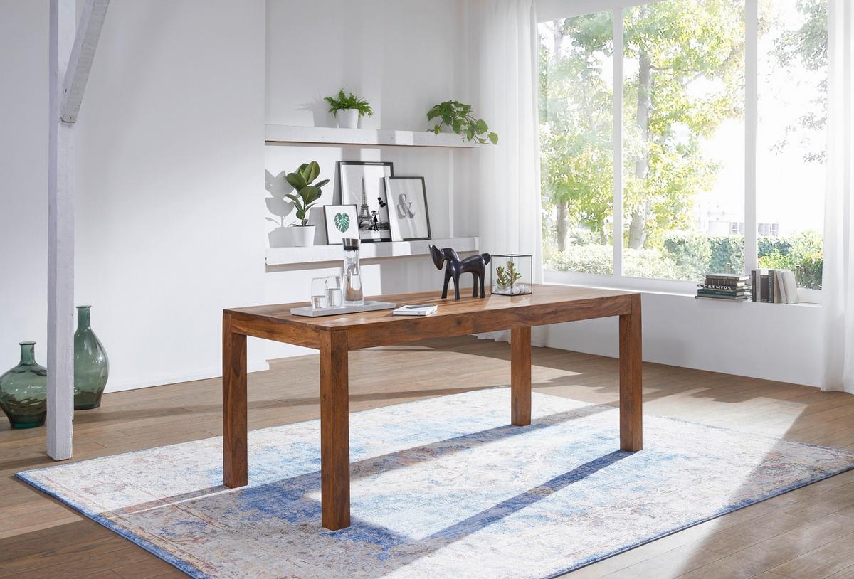 Jedilna Miza Mumbai, Pravi Les - barve indijskega rožnega lesa, Design, les (140/80/76cm) - MID.YOU