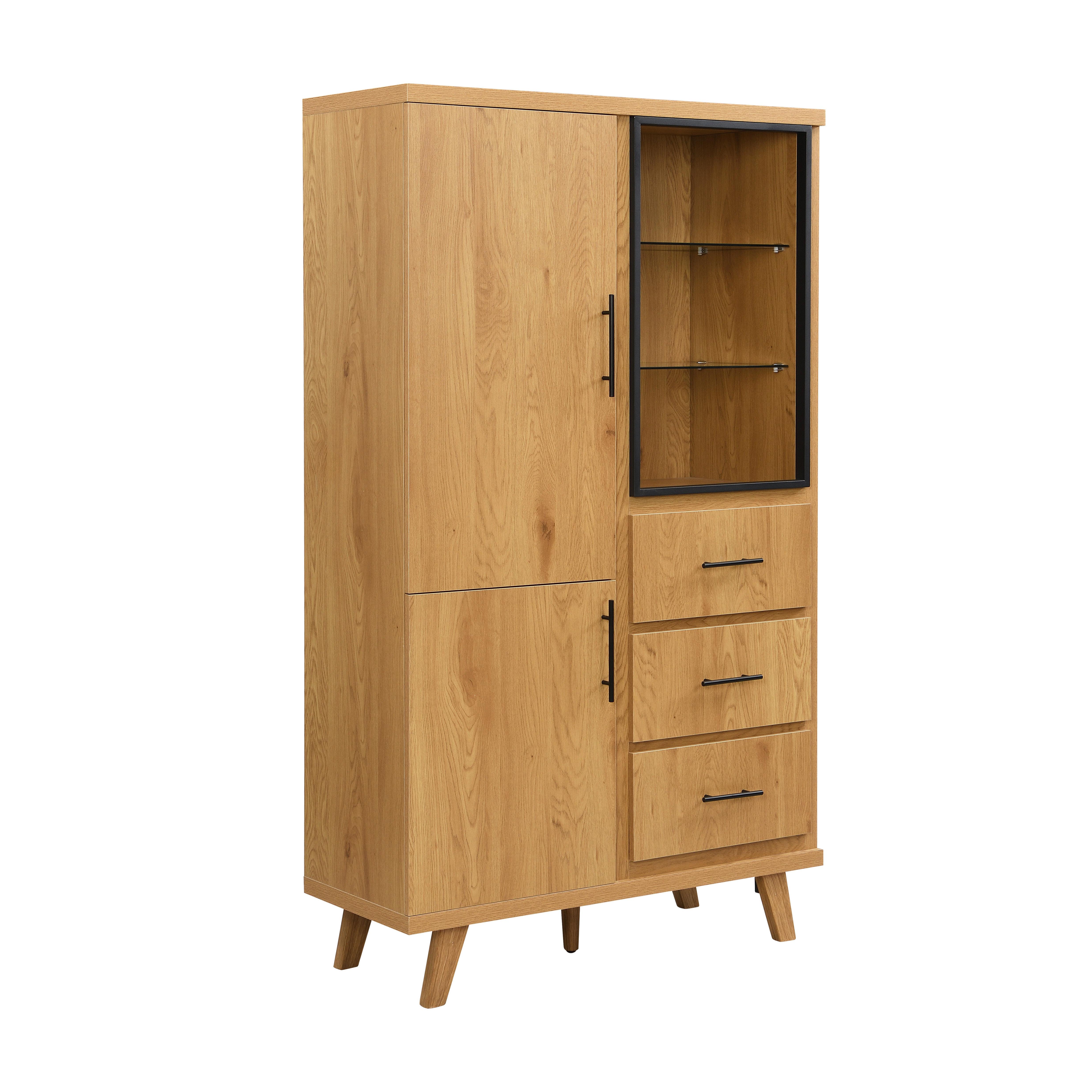 Highboard Wl7.645 - Schwarz/Braun, Design, Glas/Holz (100/188/40cm) - Livetastic