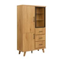 Highboard Wl7.645 - Schwarz/Braun, Design, Glas/Holz (100/188/40cm) - Livetastic