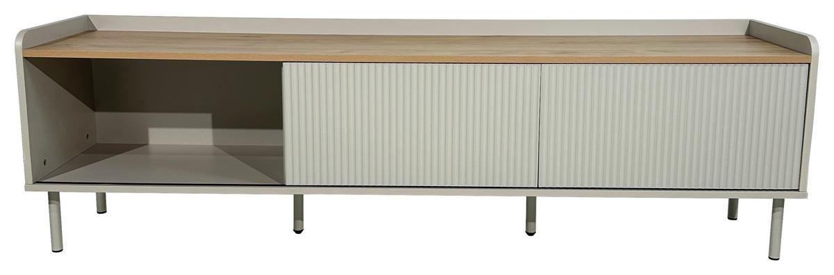 KOMODA NISKA SNOW - kolor dębowy/jasnoszary, Design, materiał drewnopochodny/metal (180/54/40cm) - Milino