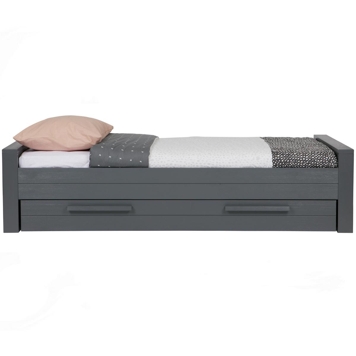Bett Dennis Dunkelgrau ca. 90x200 cm - Dunkelgrau, Design, Holz (90/200cm) - Livetastic