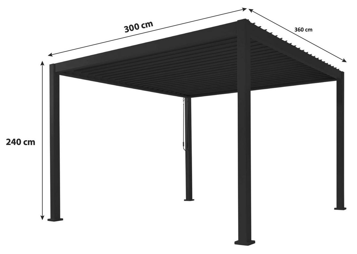 Pavillon Basic Anthrazit B/H ca. 360x240-250 cm - Anthrazit, Basics, Metall (360/240/300cm) - Gardenson