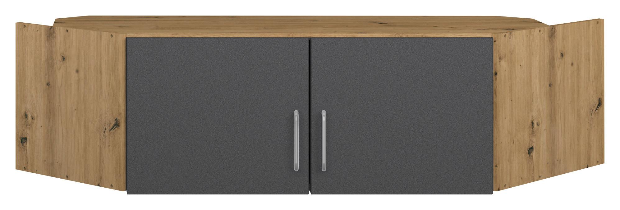 Aufsatzschrank Aalen Grau/Eiche Artisan - Alufarben/Eiche Artisan, Holzwerkstoff/Kunststoff (117/39/104cm) - Mömax