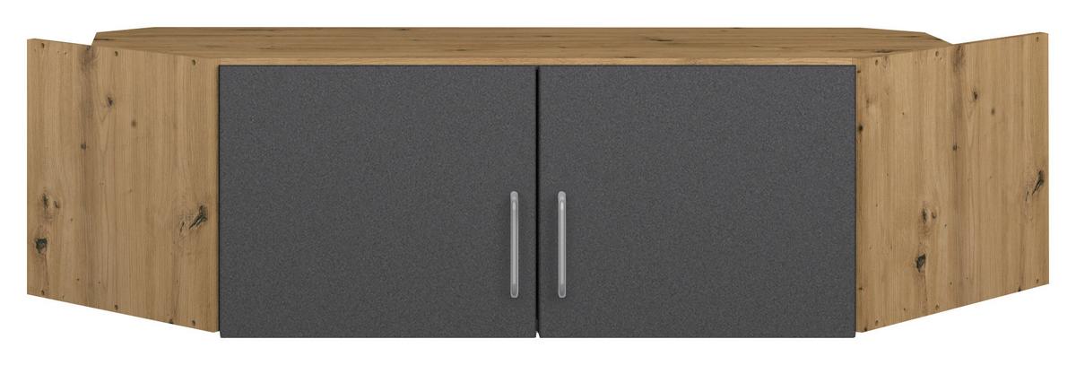 Aufsatzschrank Aalen Grau/Eiche Artisan - Alufarben/Eiche Artisan, Holzwerkstoff/Kunststoff (117/39/104cm) - Mömax