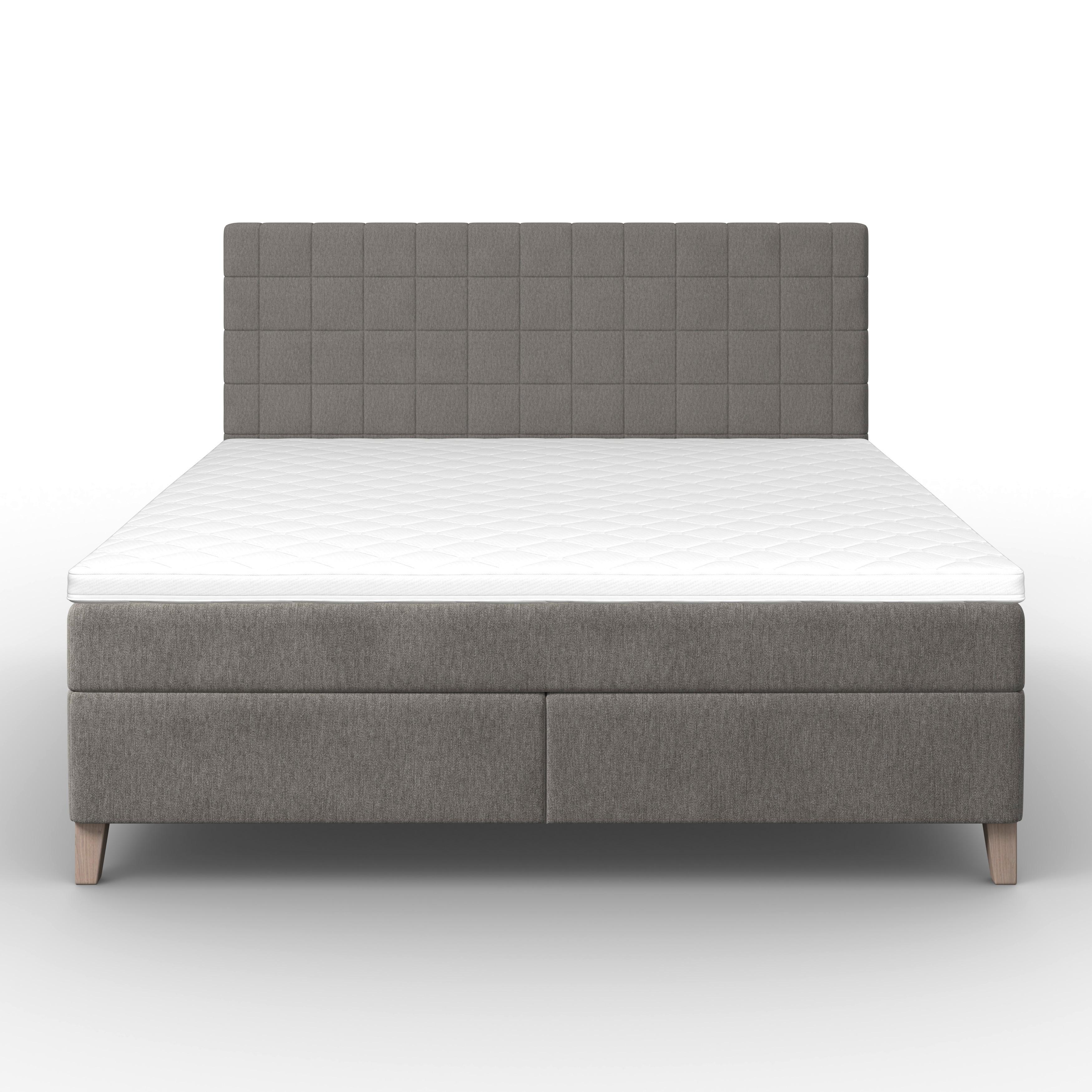 KONTINENTALSÄNG OLIVIA - grå/ekfärgad, Modern, trä/textil (180/200cm) - Bessagi Home