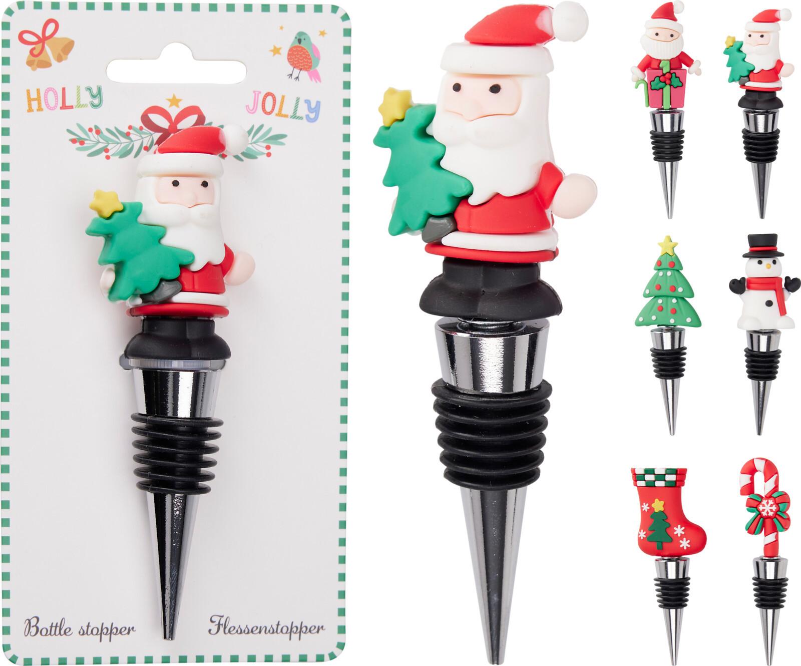 Dop pentru sticlă de vin cca. 12 cm Tis the Season - multicolor, Basics, plastic/metal (12cm)