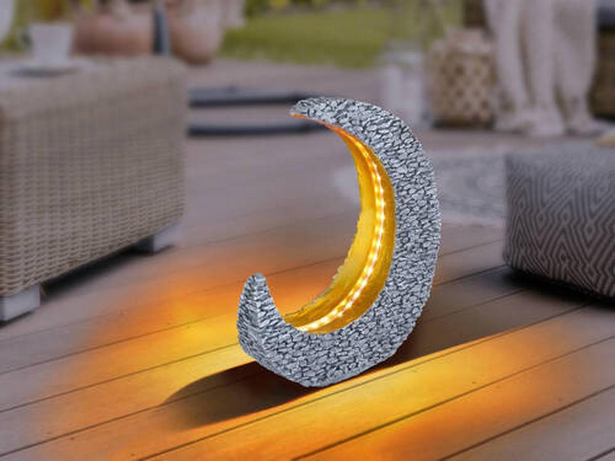 Solarna Svetilka Moonrock - zlate barve/siva, Design, umetna masa (28/9/31cm) - Globo