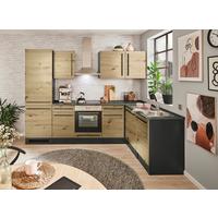 Eckküche Jazz mit Geräten ca.280x175cm Eiche/Anthrazit - Anthrazit/Schwarz, LIFESTYLE, Holzwerkstoff/Kunststoff (280/175cm) - P & B