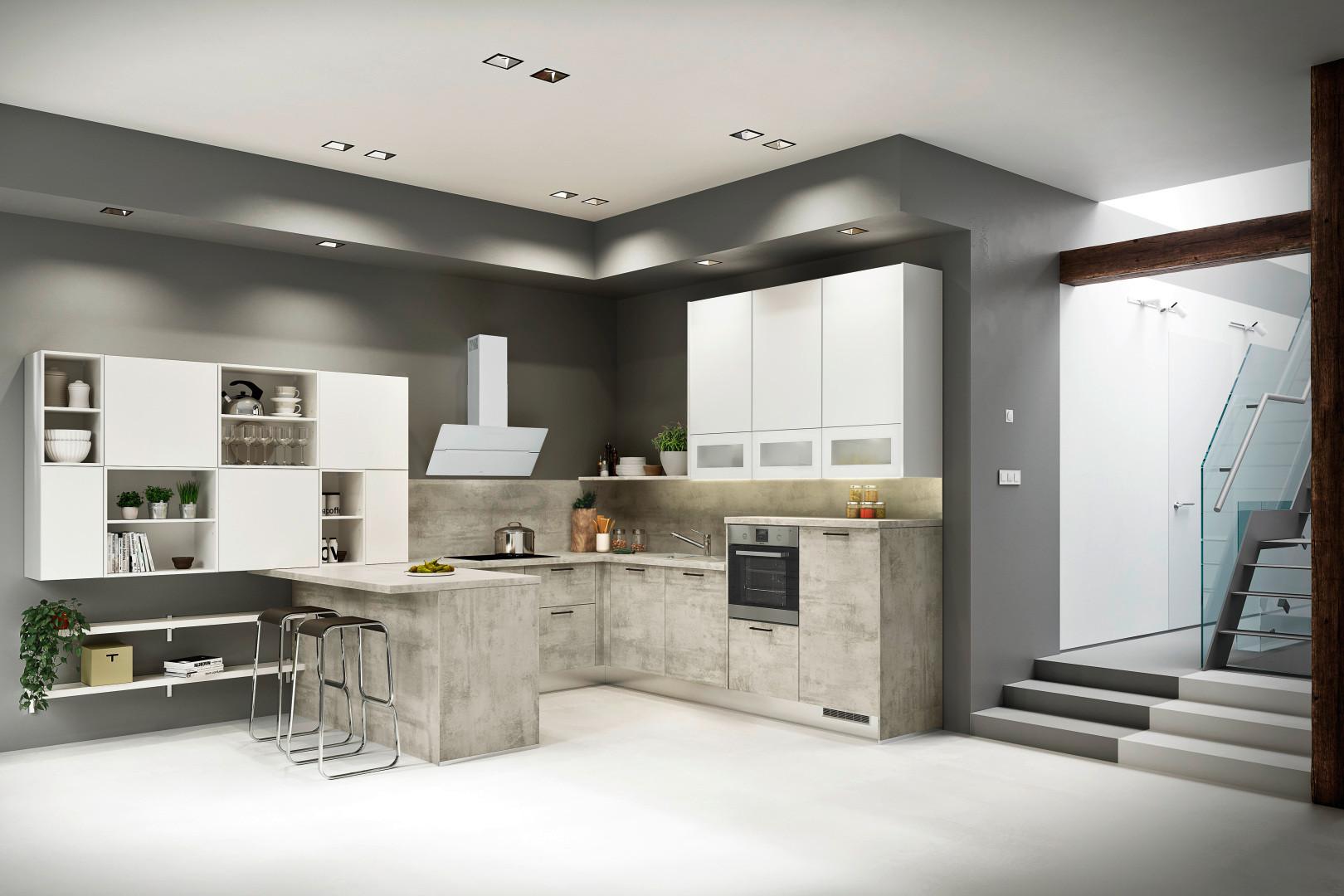 Kuhinja Base/moon - bijela/svijetlo siva, Modern, drvni materijal - Express