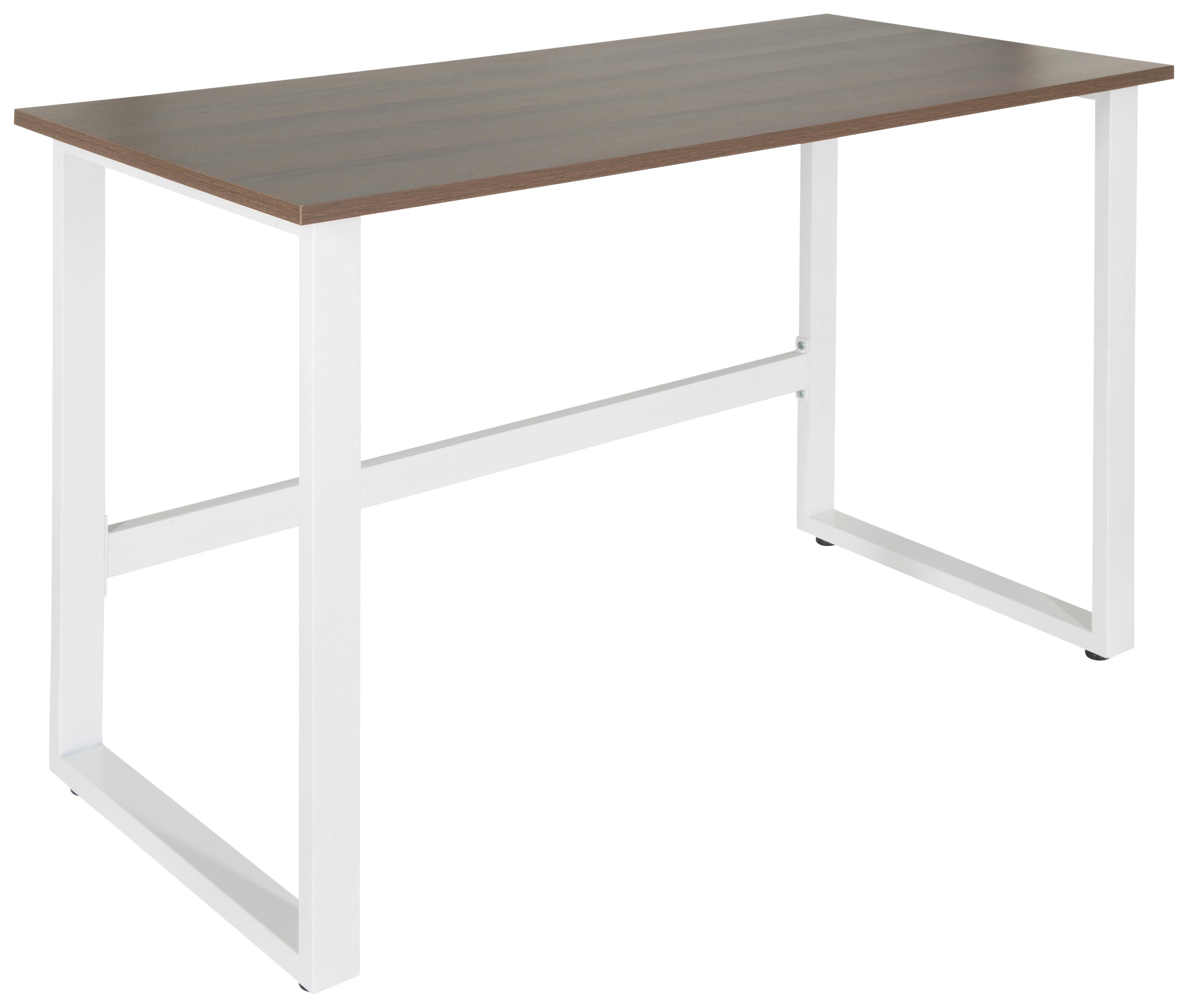 Pisalna Miza Workspace Light I, Bela, Oreh - barva oreha/bela, Basics, kovina/leseni material (120/60/76cm) - MID.YOU