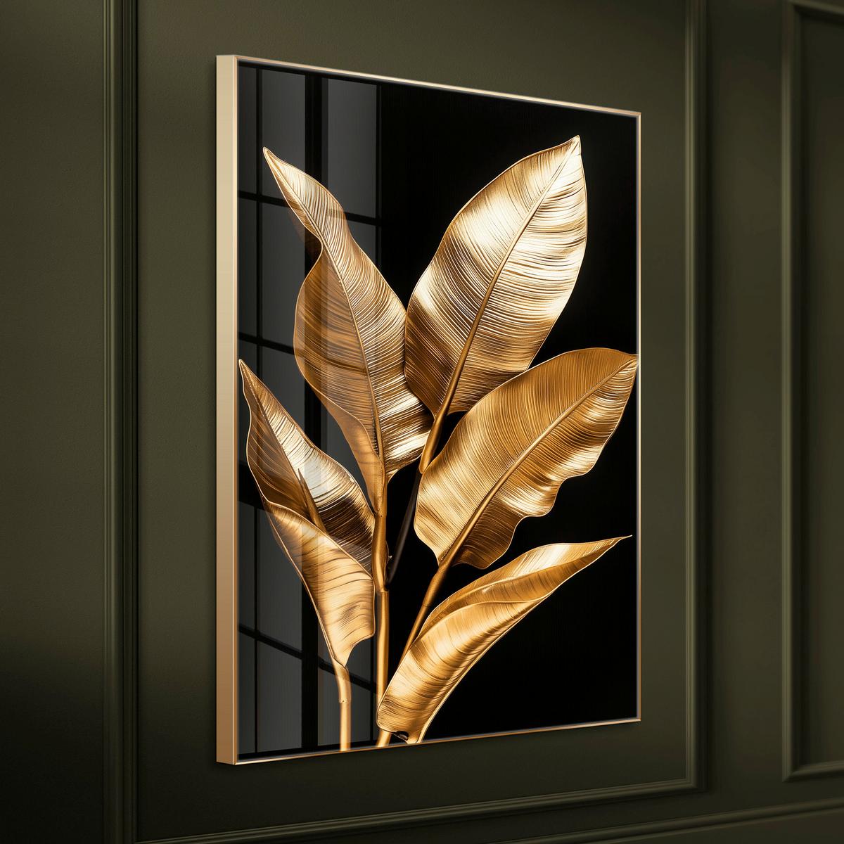 Glasbild Schwarz/Goldfarben ca.80x120cm - Goldfarben/Schwarz, Basics, Glas/Holz (80/120cm)