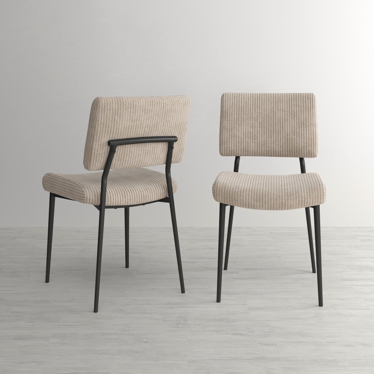 Stol Elia, Bež, Rebrasti Žamet - črna/bež, Moderno, kovina/tekstil (56/85/47cm) - Bessagi Home