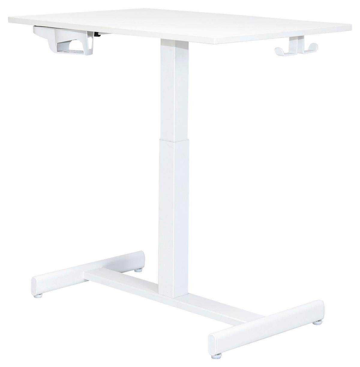 Schreibtisch George Weiß - Weiß, MODERN, Holzwerkstoff/Kunststoff (72,5/48.5-74/48cm) - Mömax