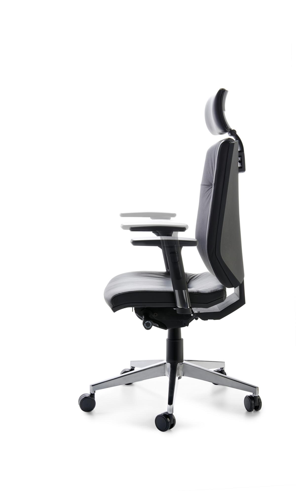 Drehstuhl My Contract Line Schwarz - Chromfarben/Schwarz, ROMANTIK / LANDHAUS, Leder/Holz (66/123-141/62cm) - MID.YOU