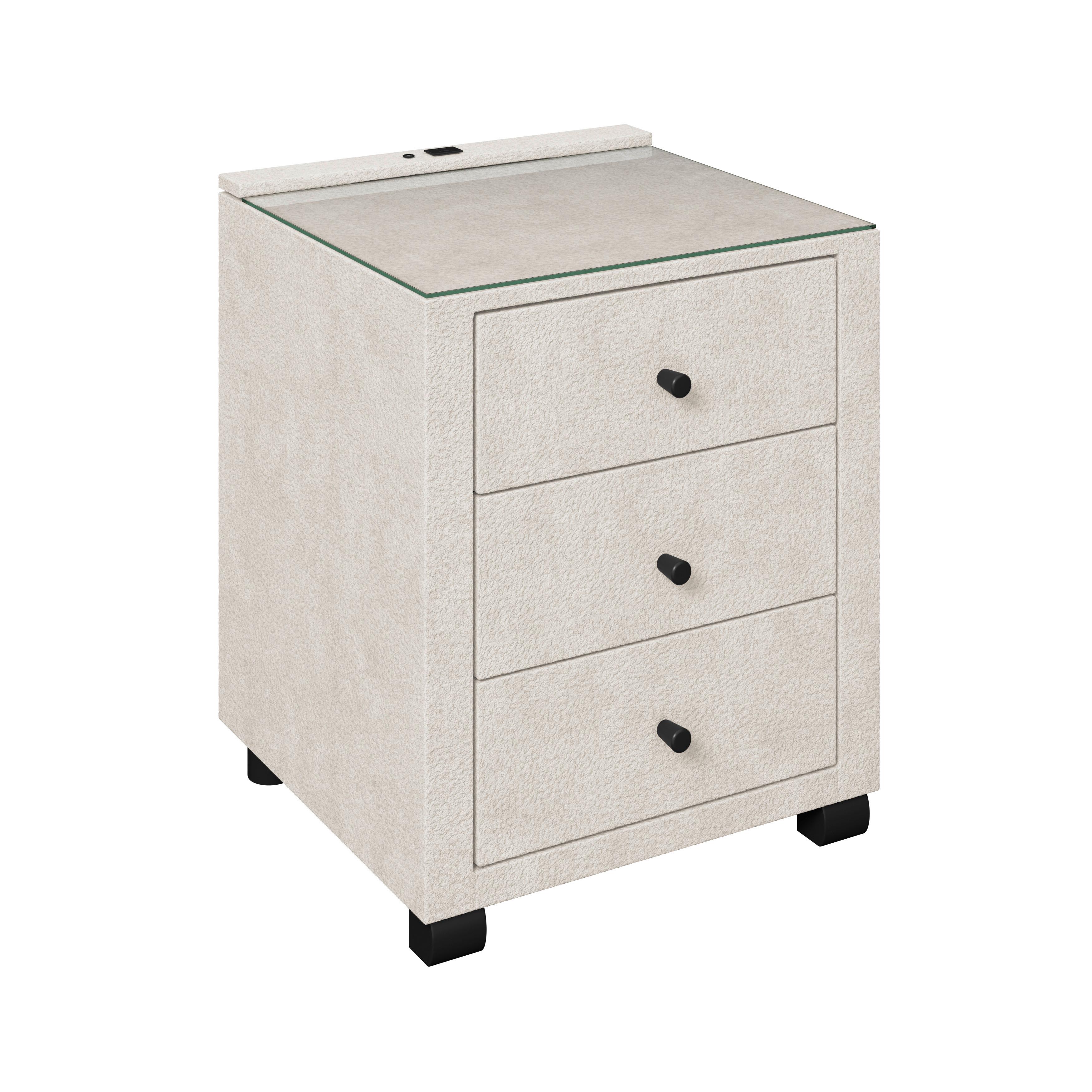 Nočna Omarica Elysia, Bež, Velur, Osvetlitev - bež, Trend, kovina/umetna masa (48/68/45,5cm) - Luca Bessoni