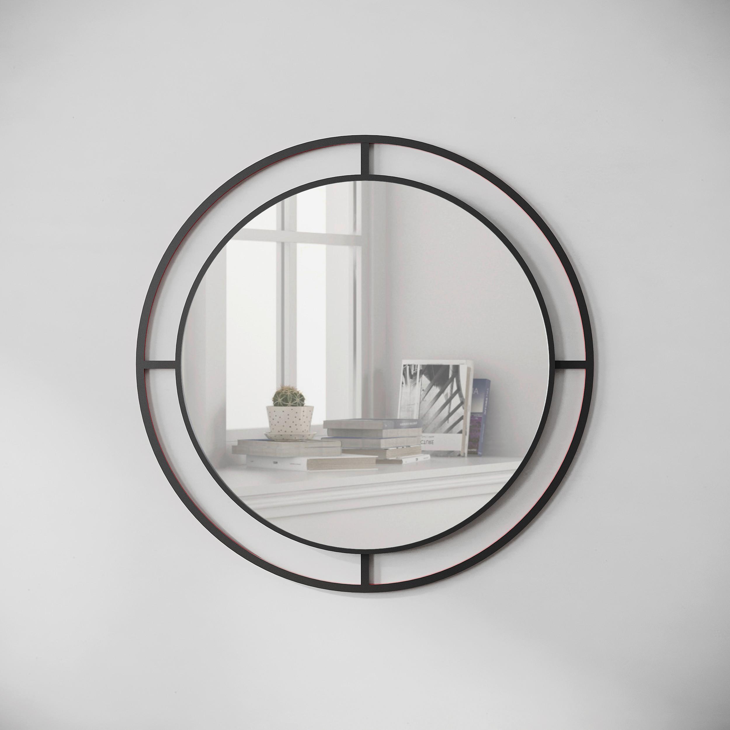 Spiegel Bubble ca. 57 cm Schwarz - Schwarz, Design, Metall (57/57/2cm) - Livetastic