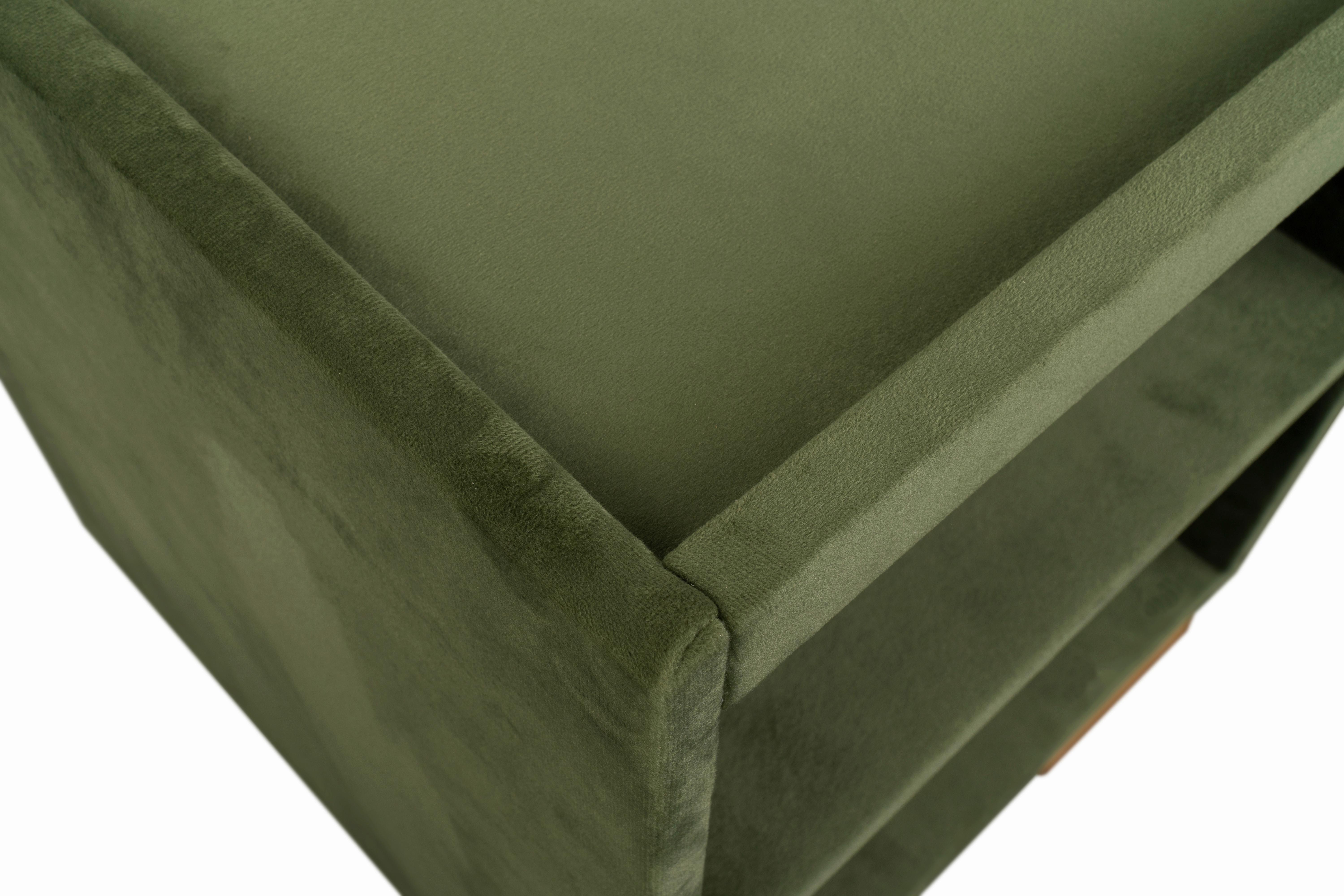 Éjjeliszekrény Leon - sötétzöld, Konventionell, faalapú anyag/textil (44/51/44,5cm)