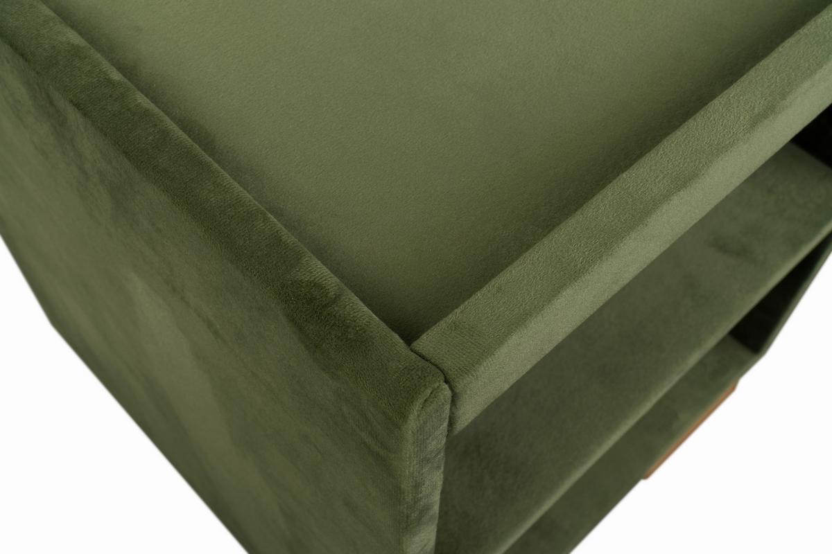 Éjjeliszekrény Leon - sötétzöld, Konventionell, faalapú anyag/textil (44/51/44,5cm)