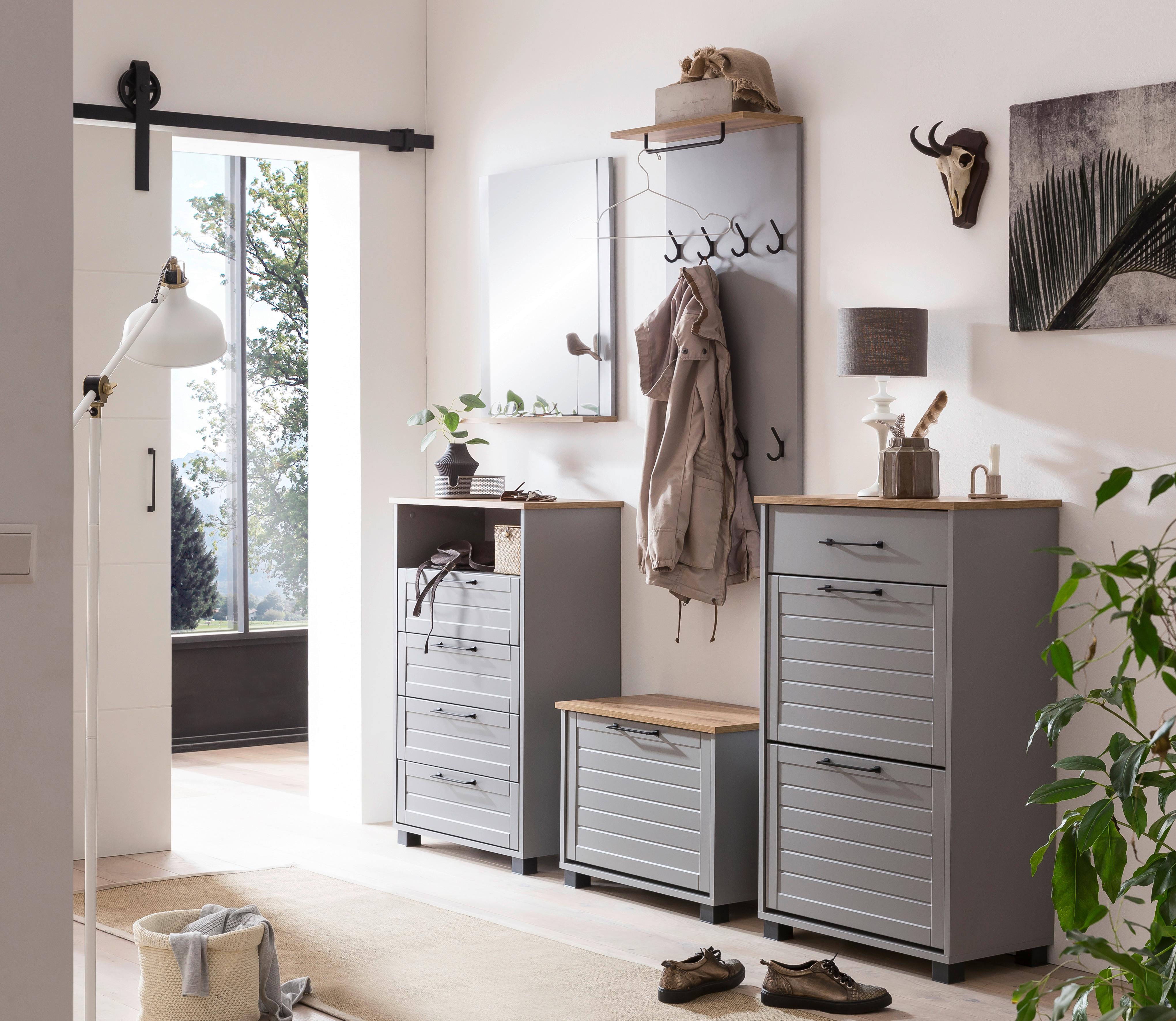 Highboard Jelda ca. 62,4x102x34,1cm Platinfarben - Platinfarben/Eichefarben, Holzwerkstoff/Kunststoff (62,4/102/34,1cm) - MID.YOU