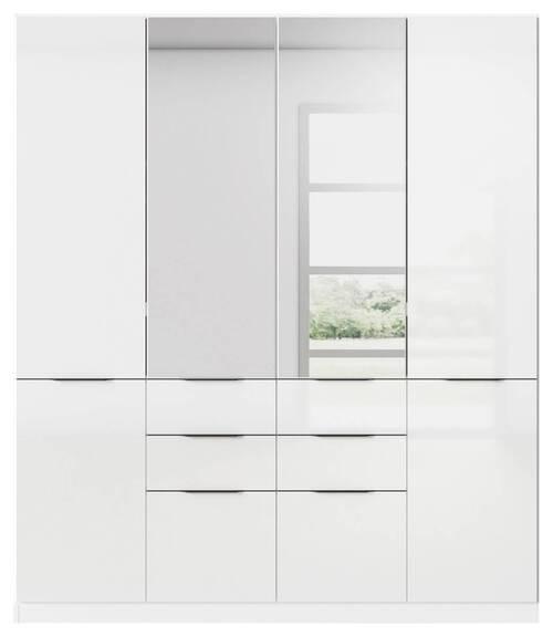 Drehtürenschrank Max in Weiss ca. 181x210x54cm - Weiss Hochglanz/Weiss, Konventionell, Holzwerkstoff/Kunststoff (181/210/54cm) - Mömax