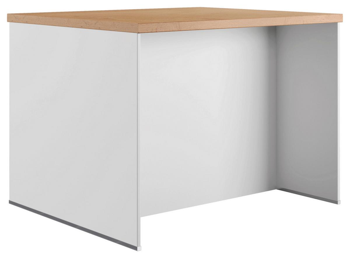 Kücheninsel IP1200 o. Geräte Weiß - Edelstahlfarben/Eichefarben, Basics, Holzwerkstoff/Metall (123,4/91,8/96,6cm) - Impuls