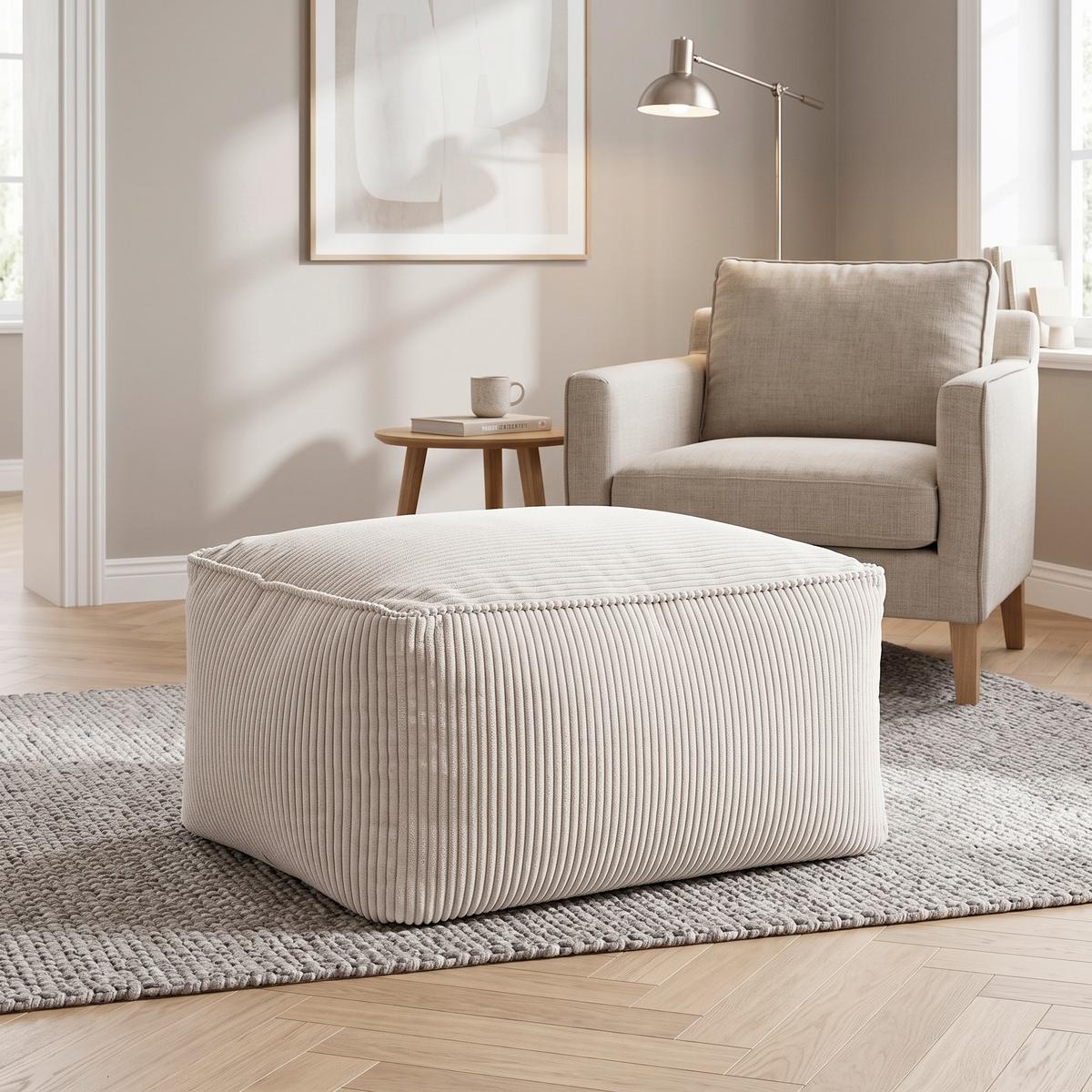 Hocker Caroline Weiß - Weiß, MODERN, Textil (80/38/50cm) - Mömax