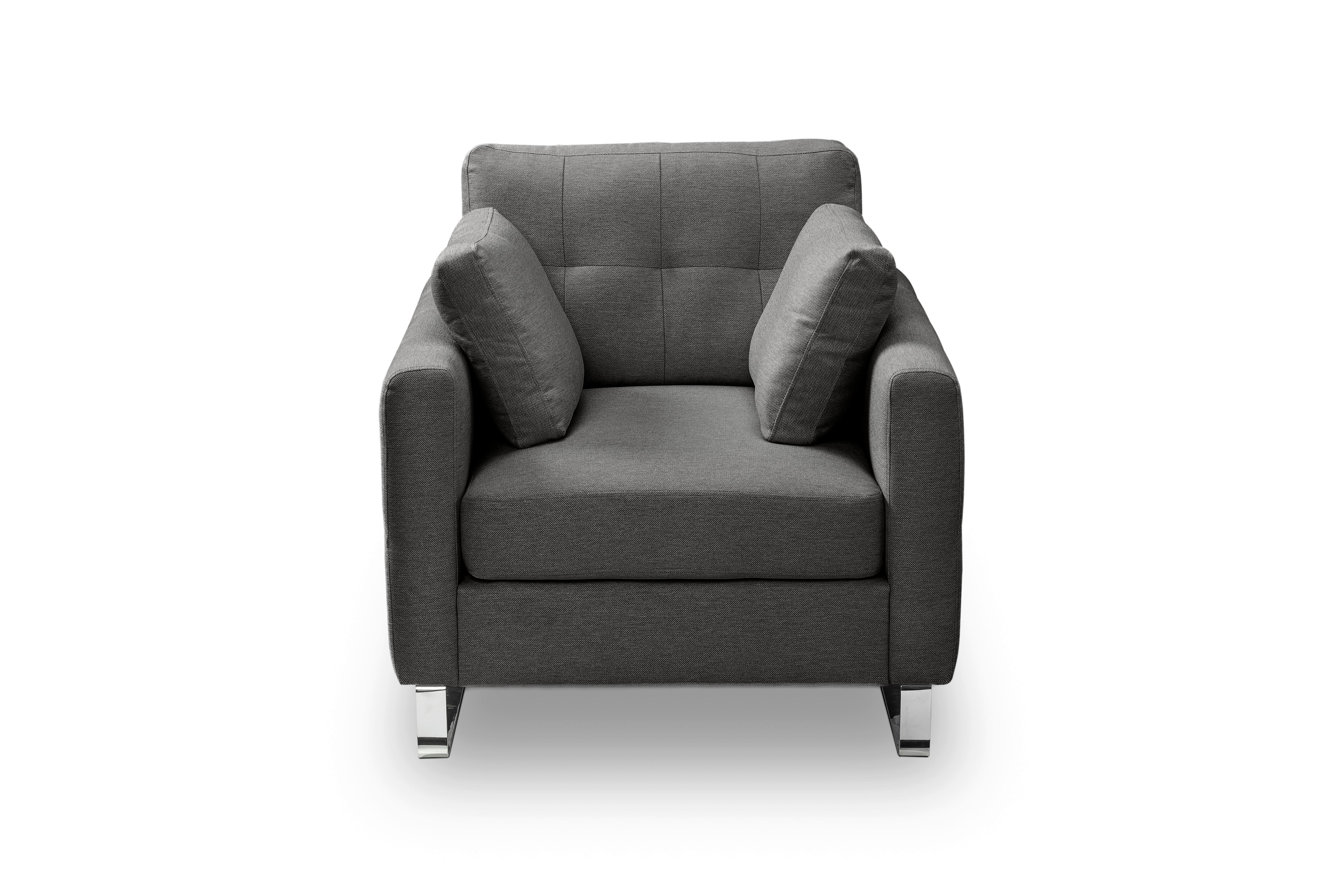 1,5-Sitzer-Sofa Hera Grau - Chromfarben/Grau, Basics, Holz/Textil (93/92/94cm) - MID.YOU