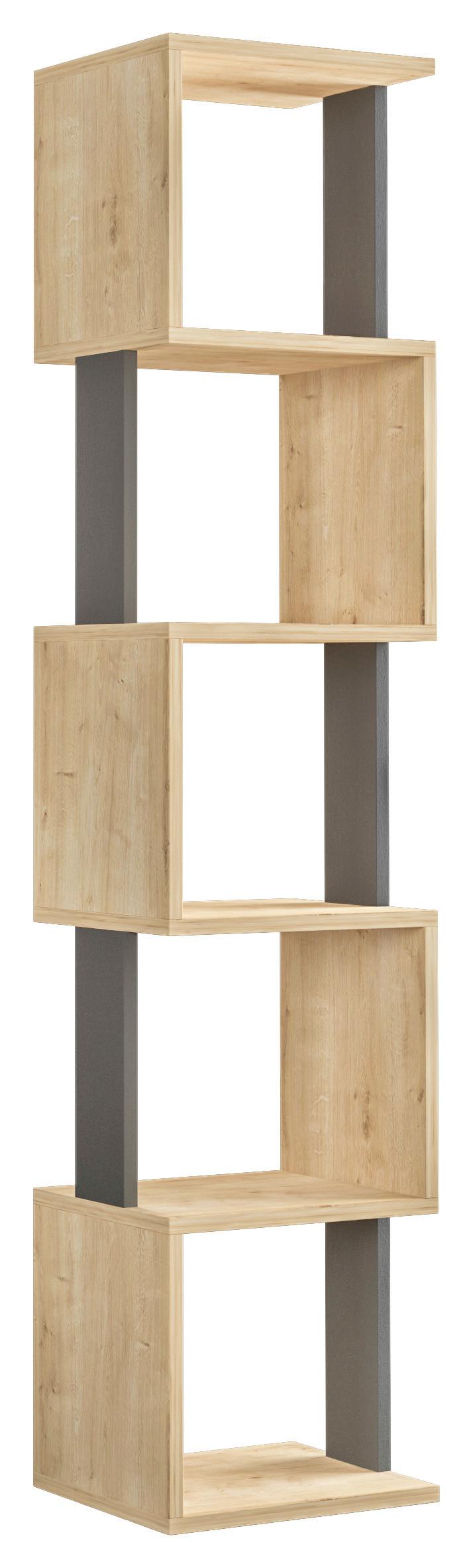 Knjižna Omara Piri - barve hrasta, Design, leseni material (35/161/30cm) - Livetastic