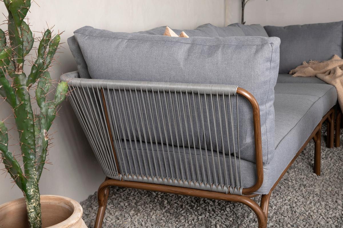 Dining-Loungeset Roxo ca. 283x221 cm Grau - Braun/Grau, KONVENTIONELL, Textil/Metall - Gardenson