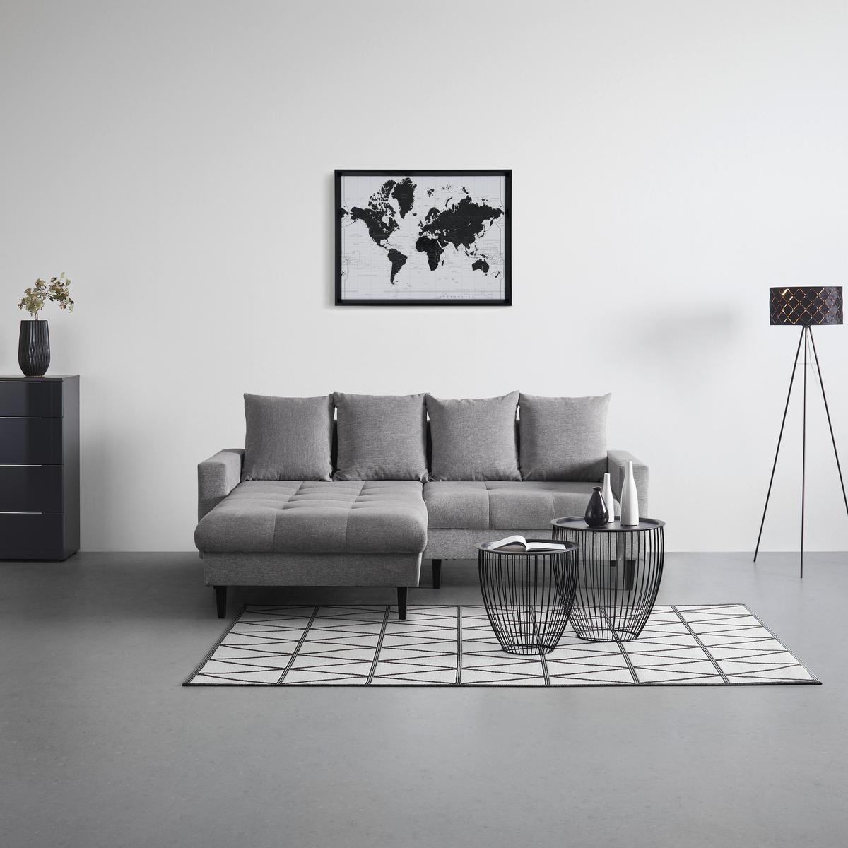 Ecksofa in Grau - Schwarz/Grau, Konventionell, Holz/Textil (215/92/160cm) - Based