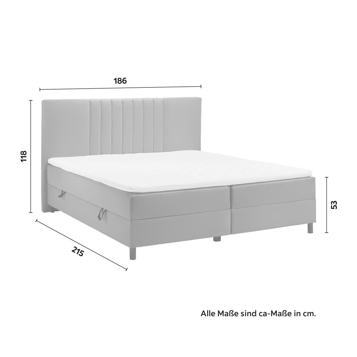 Boxbett Roma ca. 180x200 cm Grau mit Topper - Schwarz/Grau, MODERN, Holz/Textil (180/200cm) - Bessagi Home