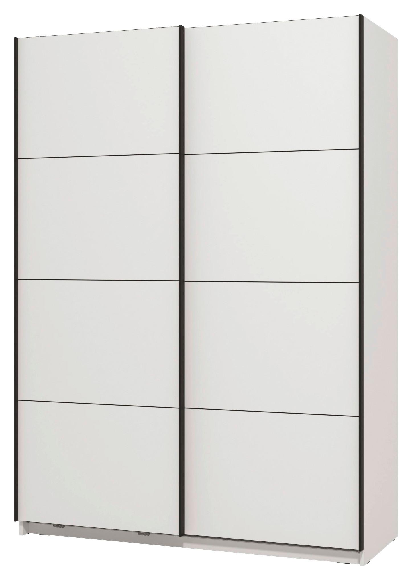 GARDEROB MED SKJUTDÖRRAR GARD 150 -TOP- - vit/svart, Klassisk, metall/trämaterial (146/217/61cm) - Mömax