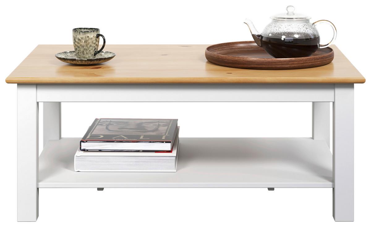 STOLIK KAWOWY KLAUS - kolor naturalny/biały, Romantik / Landhaus, drewno (110/45/75cm) - MID.YOU