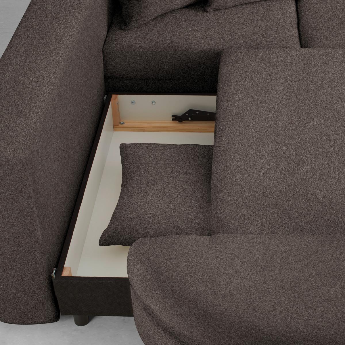 Ecksofa Axel Mokka - Schwarz/Mokka, MODERN, Textil/Metall (250/87/291cm) - Mömax
