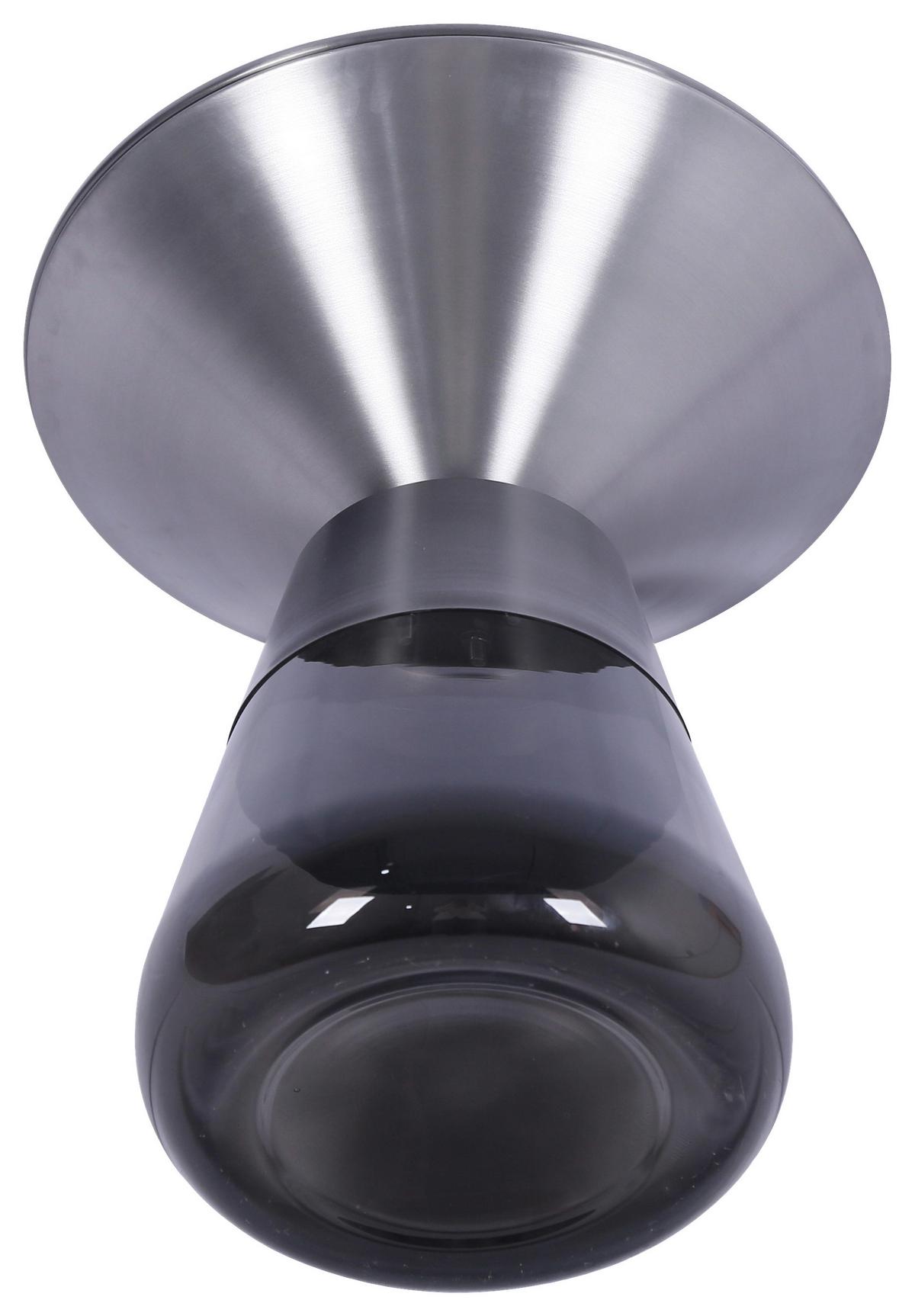 Beistelltisch Baily Grau/Schwarzchrom - Schwarzchrom/Grau, ROMANTIK / LANDHAUS, Glas/Metall (48/54,5cm) - Premium Living