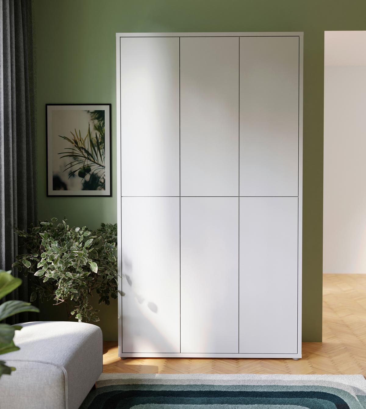 Dulap pentru pantofi ALICE SPRINGS - gri deschis, Basics, material pe bază de lemn (110/192/35cm) - Modern Living