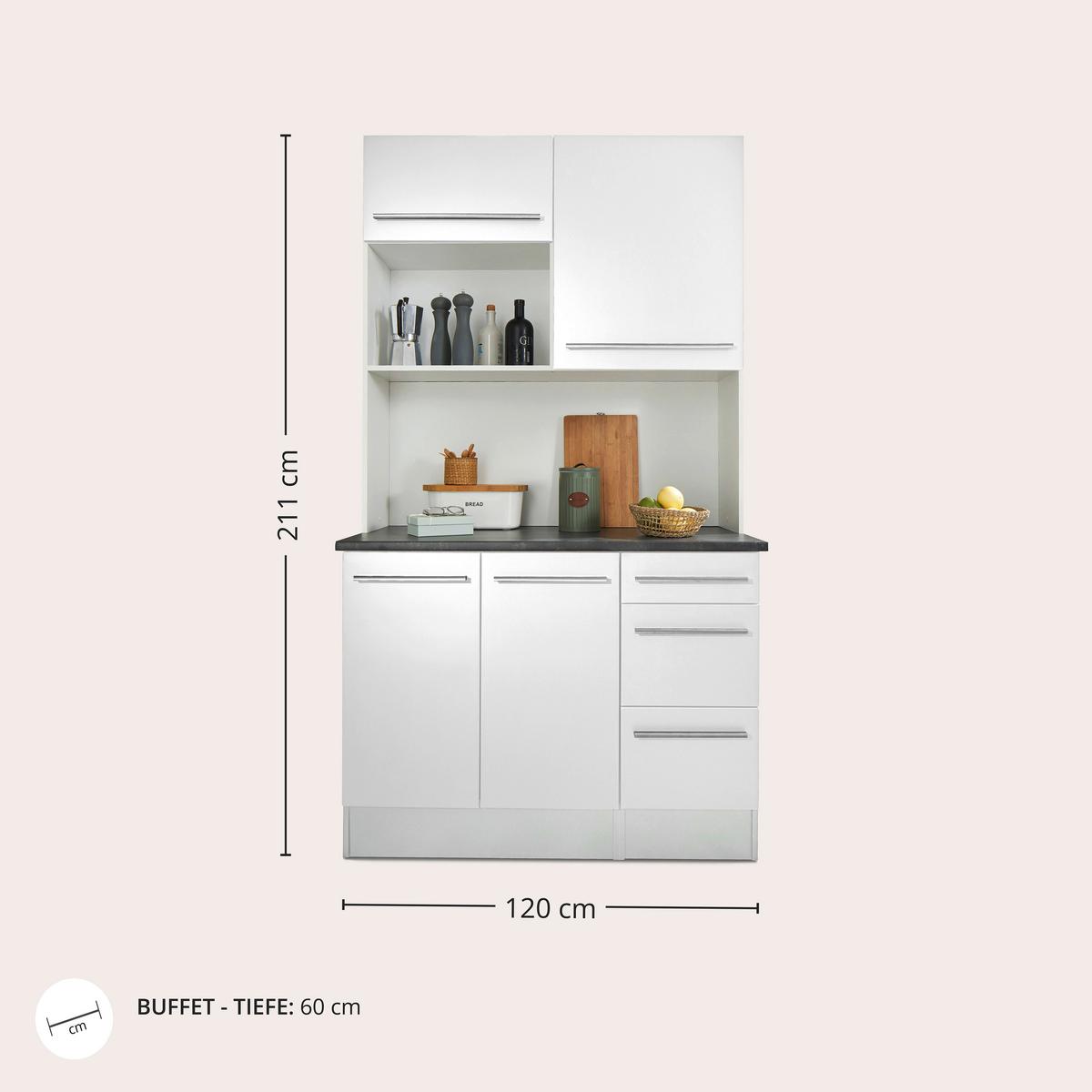 BUFET JAZZ BUFFET - biały wysoki połysk/kolor srebrny, Lifestyle, materiał drewnopochodny/tworzywo sztuczne (120/211/60cm) - MID.YOU