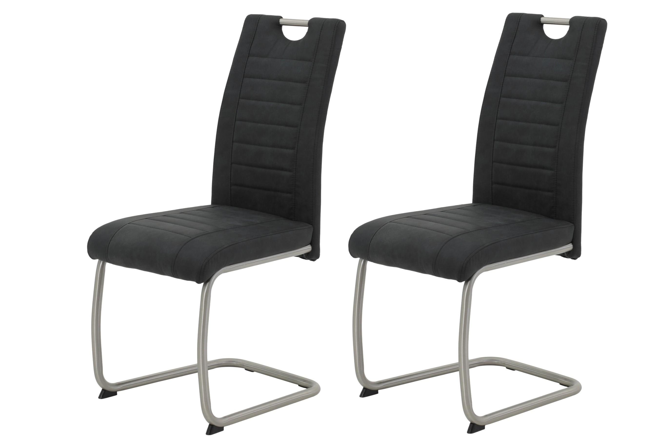Schwingstuhl-Set ULLA S - Edelstahlfarben/Anthrazit, MODERN, Textil/Metall (43/98/59cm) - MID.YOU