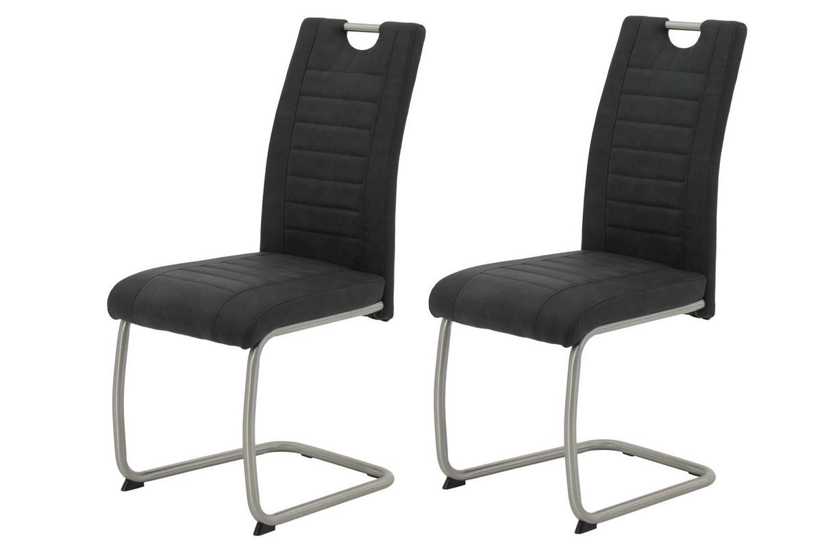 Schwingstuhl-Set ULLA S - Edelstahlfarben/Anthrazit, MODERN, Textil/Metall (43/98/59cm) - MID.YOU