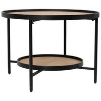 Măsuță de cafea MATTI - culoare lemn stejar/negru, Modern, metal/material pe bază de lemn (60/42,5/60cm) - Modern Living