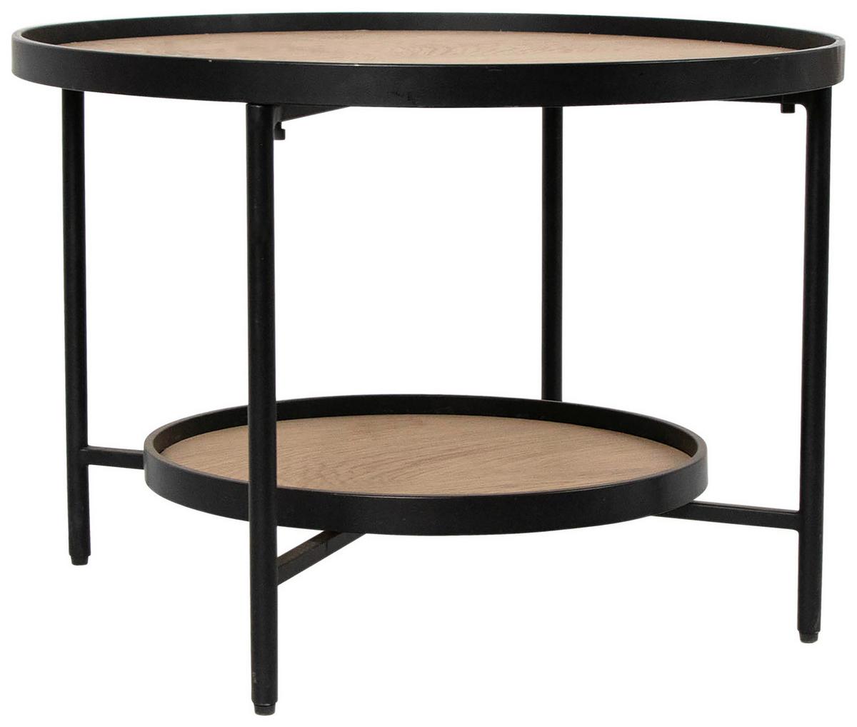 Măsuță de cafea MATTI - culoare lemn stejar/negru, Modern, metal/material pe bază de lemn (60/42,5/60cm) - Modern Living