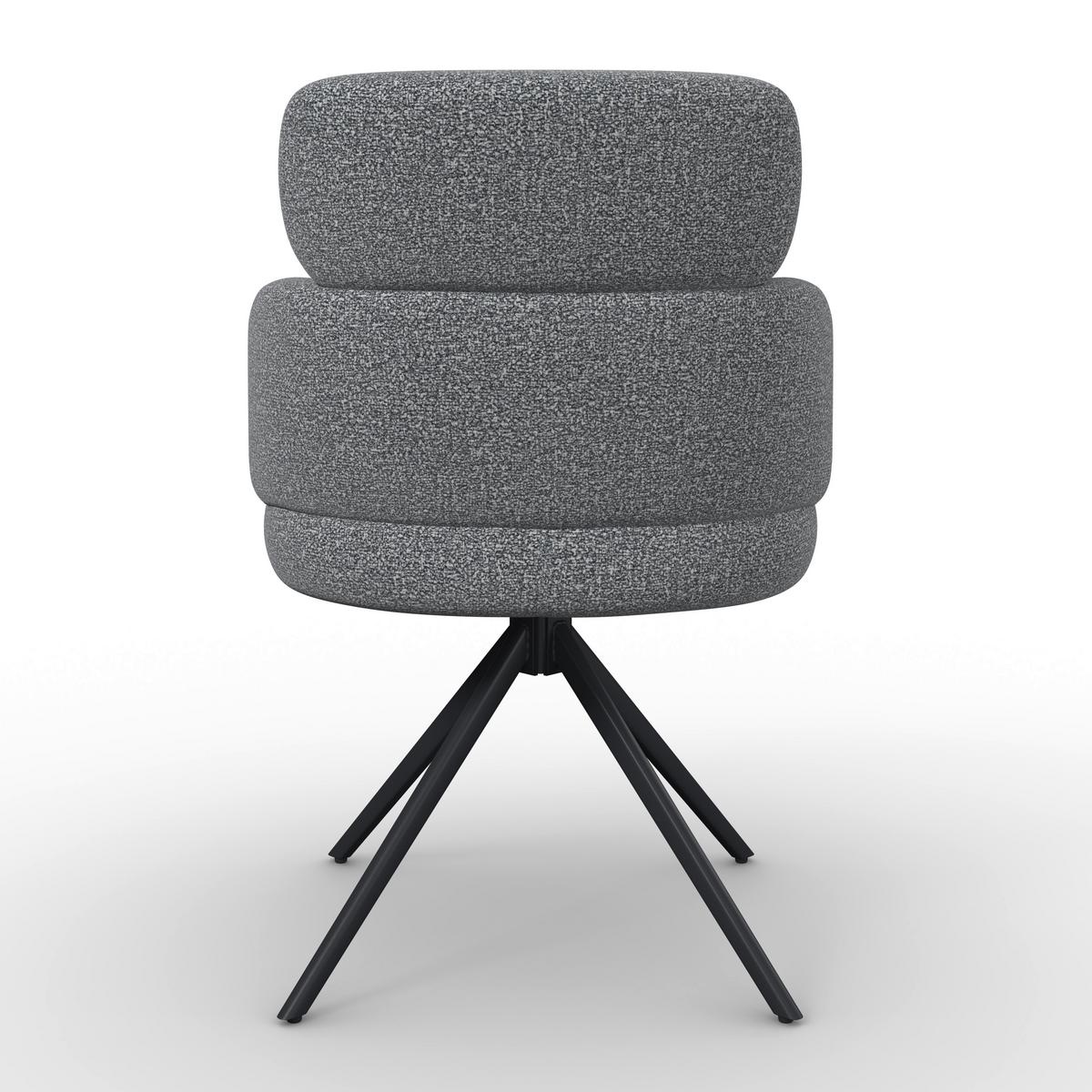 Armlehnstuhl Karo Grau Webstoff Drehbar Gepolstert - Schwarz/Grau, MODERN, Textil/Metall (58/88/65cm) - Bessagi Home