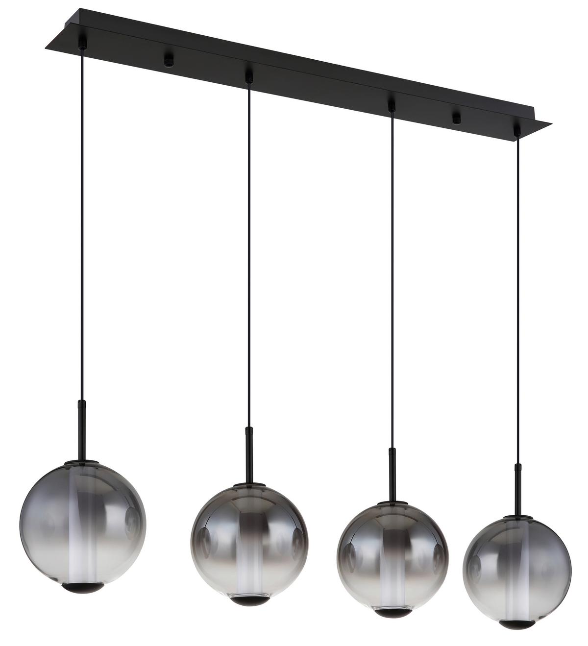 LED-HÄNGELEUCHTE 15798-4H LACY - Weiss/Schwarz, Konventionell, Glas/Kunststoff (100/18/120cm) - Globo